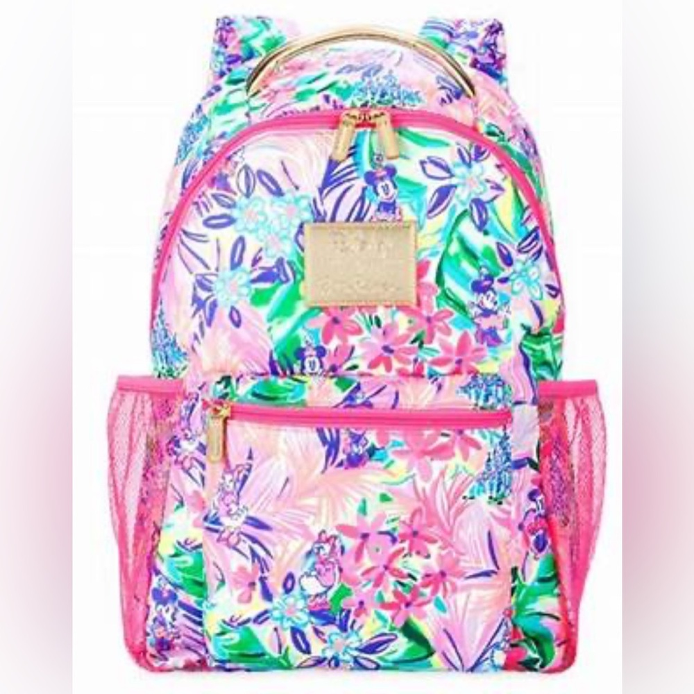NWT Disney Parks Lilly Pulitzer Backpack Dreamin Minnie Daisy Pink Bag - Picture 2 of 3